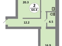 Продается 2-комнатная квартира ЖК Снегири, дом 11, 62.8  м&sup2;, 7910000 рублей
