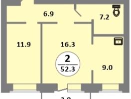 Продается 2-комнатная квартира ЖК Снегири, дом 10, 52.4  м&sup2;, 7390000 рублей