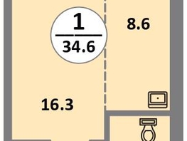 Продается 1-комнатная квартира ЖК Снегири, дом 10, 34.2  м&sup2;, 5110000 рублей