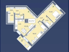 Продается 3-комнатная квартира ЖК Преображенский, дом 6, 82.27  м&sup2;, 13000000 рублей