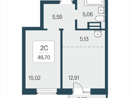 Продается 2-комнатная квартира ЖК Расцветай в Солнечном, дом 2, 46.7  м&sup2;, 6900000 рублей