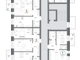 Продается 2-комнатная квартира ЖК Юдинский, дом 1.1, 56.45  м&sup2;, 7274937 рублей