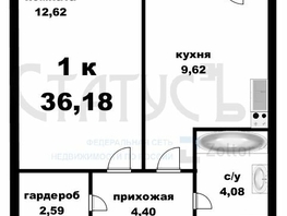 Продается 1-комнатная квартира Юрина ул, 36.18 м², 3000000 рублей