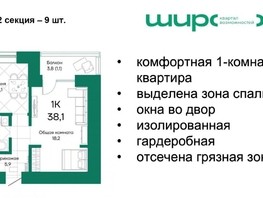 Продается 1-комнатная квартира ЖК Широта, корпус 2, 38.1  м², 4678680 рублей
