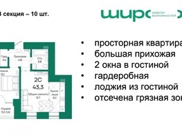 Продается 2-комнатная квартира ЖК Широта, корпус 2, 43.3  м², 5239300 рублей
