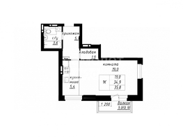 Продается 1-комнатная квартира ЖК Чайка, 35.8  м², 4725600 рублей