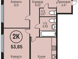 Продается 2-комнатная квартира ЖК Адалин на Южном, дом 15 корпус 1, 53.85  м², 5600400 рублей