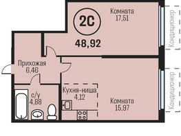 Продается 2-комнатная квартира ЖК Адалин на Южном, дом 15 корпус 3, 48.92  м², 5038760 рублей