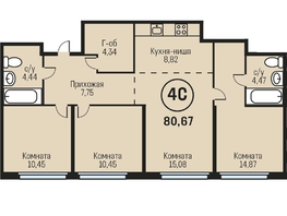 Продается 4-комнатная квартира ЖК Адалин на Южном, дом 15 корпус 3, 80.67  м², 7905660 рублей