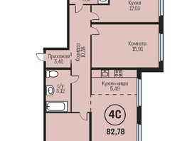 Продается 4-комнатная квартира ЖК Адалин на Южном, дом 15 корпус 4, 82.78  м², 9354140 рублей