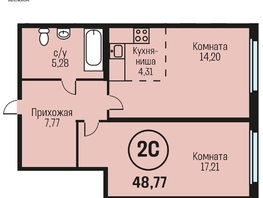 Продается 2-комнатная квартира ЖК Адалин на Южном, дом 15 корпус 7, 48.77  м², 5608550 рублей