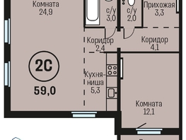 Продается 2-комнатная квартира ЖК Адалин на Южном, дом 15 корпус 6, 59  м², 5605000 рублей