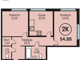Продается 2-комнатная квартира ЖК Адалин на Южном, дом 15 корпус 5, 54.88  м², 54133120 рублей