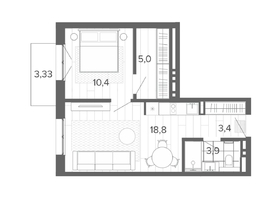 Продается 2-комнатная квартира ЖК Вышка, корпус 1, 44.66  м², 8270000 рублей
