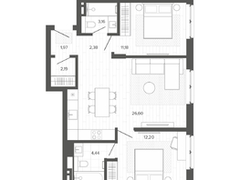 Продается 3-комнатная квартира ЖК Меланж, 64.13  м², 11311000 рублей