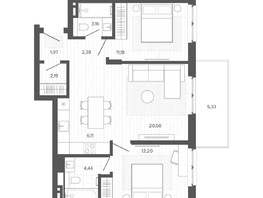 Продается 3-комнатная квартира ЖК Меланж, 69.46  м², 11793000 рублей
