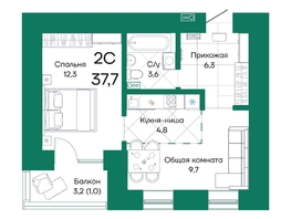Продается 2-комнатная квартира ЖК Широта, корпус 2, 37.7  м², 5560750 рублей