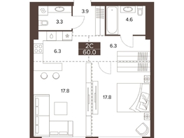 Продается 2-комнатная квартира ЖК Сахаров Парк, 60  м², 20670000 рублей