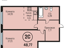Продается 2-комнатная квартира ЖК Адалин на Южном, дом 15 корпус 7, 48.77 м², 4877000 рублей