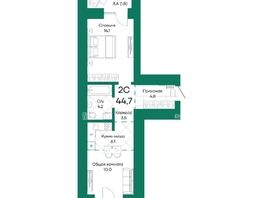 Продается 2-комнатная квартира ЖК Широта, корпус 2, 44.7 м², 6561960 рублей