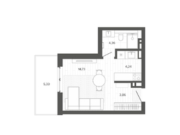 Продается 1-комнатная квартира ЖК Меланж, 32.52  м², 5925000 рублей