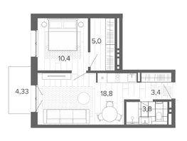 Продается 2-комнатная квартира ЖК Вышка, корпус 1, 45.53  м², 8727000 рублей