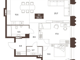 Продается 3-комнатная квартира ЖК Сахаров Парк, 96.6  м², 30642003 рублей