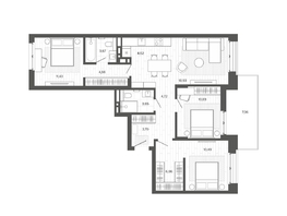 Продается 4-комнатная квартира ЖК Меланж, 90.94  м², 14972000 рублей