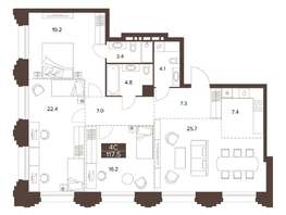 Продается 4-комнатная квартира ЖК Сахаров Парк, 117.5  м&sup2;, 37477006 рублей