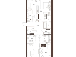 Продается 4-комнатная квартира ЖК Сахаров Парк, 118.2  м&sup2;, 37439643 рублей