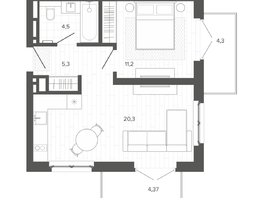 Продается 2-комнатная квартира ЖК Вышка, корпус 2, 49.97  м&sup2;, 8909000 рублей