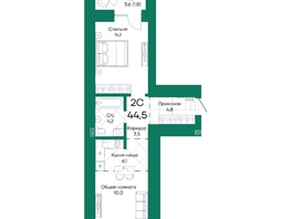 Продается 2-комнатная квартира ЖК Широта, корпус 2, 44.5  м&sup2;, 7427495 рублей