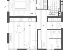 Продается 3-комнатная квартира ЖК Вышка, корпус 1, 67.17  м&sup2;, 11927000 рублей