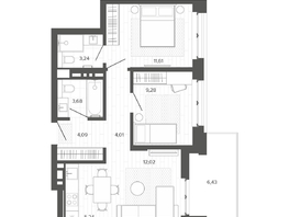 Продается 3-комнатная квартира ЖК Меланж, 59.6  м&sup2;, 9879000 рублей