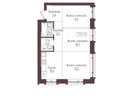 Продается 3-комнатная квартира ЖК Империал, 53  м&sup2;, 8745000 рублей