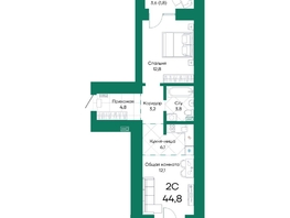 Продается 2-комнатная квартира ЖК Широта, корпус 2, 44.8  м&sup2;, 7671552 рублей