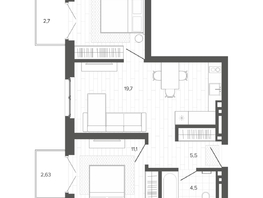 Продается 3-комнатная квартира ЖК Вышка, корпус 2, 56.63  м&sup2;, 10778260 рублей