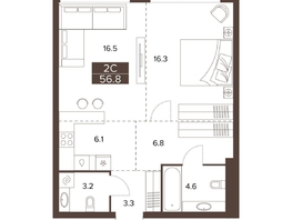 Продается 2-комнатная квартира ЖК Сахаров Парк, 56.8  м&sup2;, 21514420 рублей