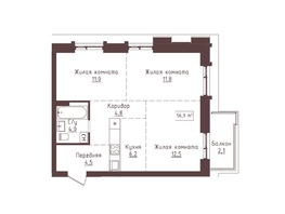 Продается 3-комнатная квартира ЖК Империал, 56.9  м&sup2;, 10981700 рублей