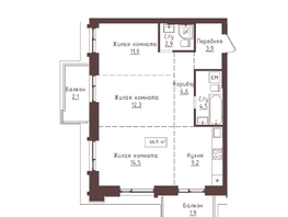 Продается 3-комнатная квартира ЖК Империал, 66.9  м&sup2;, 12376500 рублей