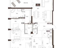 Продается 4-комнатная квартира ЖК Сахаров Парк, 225.2  м&sup2;, 134128624 рублей