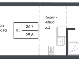 Продается 1-комнатная квартира ЖК Подсолнухи, 28.6  м&sup2;, 4232800 рублей