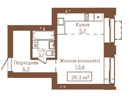 Продается 1-комнатная квартира ЖК Аура, 29.3  м&sup2;, 4717300 рублей