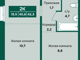 Продается 2-комнатная квартира ЖК Камчатка, корпус 5, 42.3  м&sup2;, 6350000 рублей
