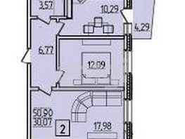 2-комнатная квартира, 50.9 м², 12/19 этаж