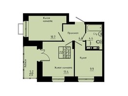 Продается 2-комнатная квартира ЖК Зеленые кварталы, 3 оч, корпус 4, 45.4 м², 6583000 рублей