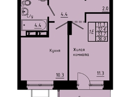 Продается 1-комнатная квартира ЖК Зеленые кварталы, 3 оч, корпус 4, 33.7 м², 4953900 рублей