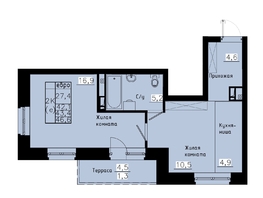 Продается 2-комнатная квартира ЖК Зеленые кварталы, 4 очередь, 43.4 м², 8029000 рублей