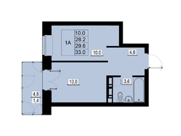 Продается 1-комнатная квартира ЖК Зеленые кварталы, 4 очередь, 29.6 м², 5772000 рублей