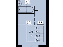 Продается 1-комнатная квартира ЖК Зеленые кварталы, 4 очередь, 24.4  м&sup2;, 4758000 рублей